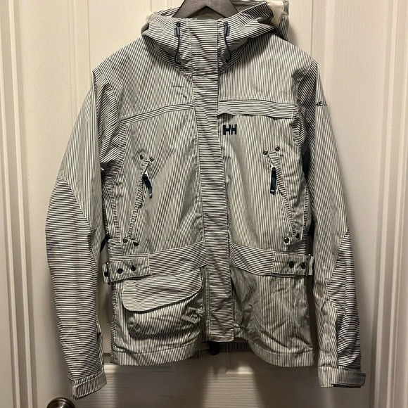 Helly Hansen Ski Snowboard Jacket Blue White Stripe Size M - Picture 1 of 13